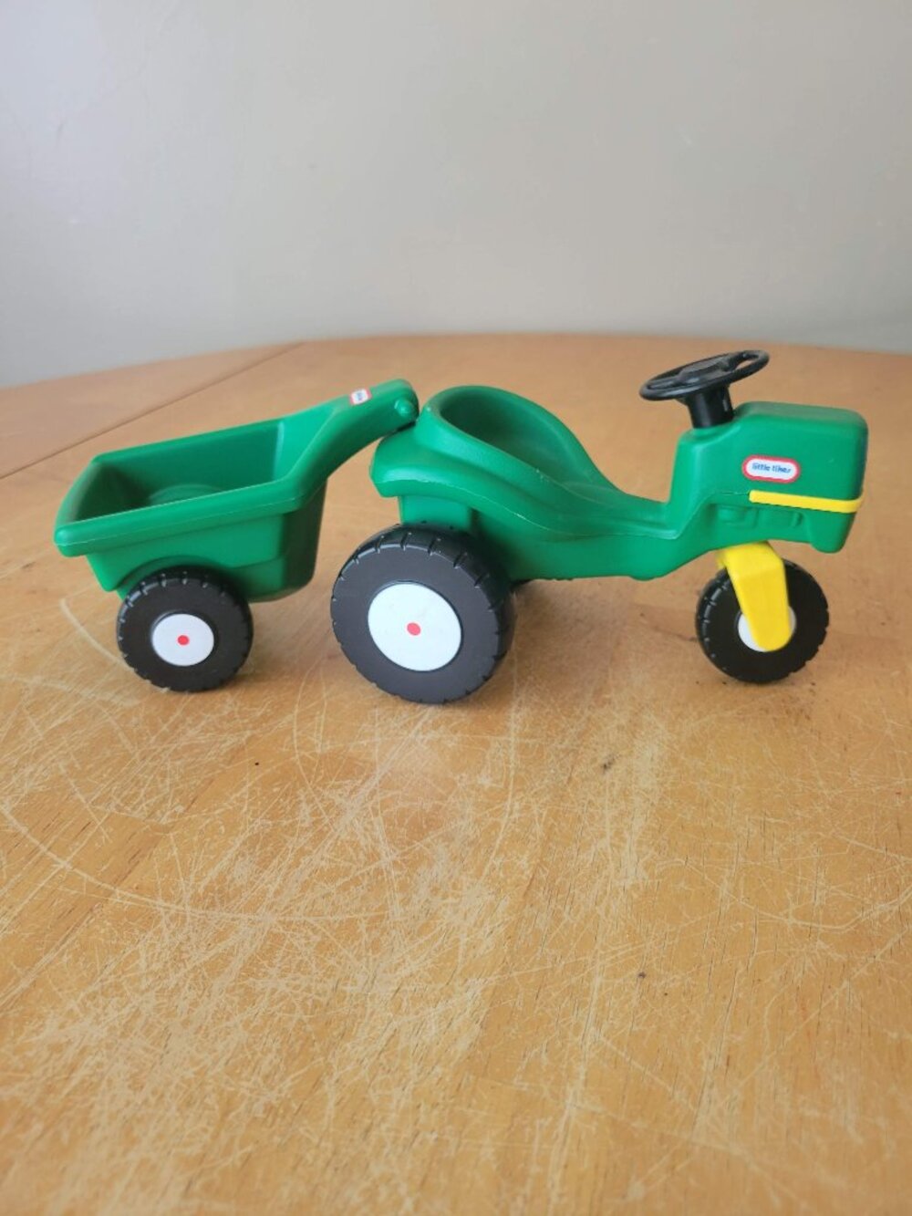 Vintage Little Tikes Dollhouse Size Mini Green Tractor and Trailer Tractor USA